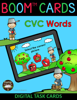 Preview of Johnny Appleseed CVC Words and Pictures BOOM Cards™