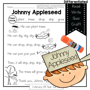 Preview of Johnny Appleseed - Fluency, Writing, Art, Comprehension