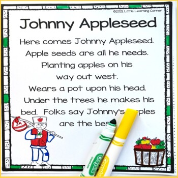 Preview of Johnny Appleseed Poem for Kids | Apple Activities