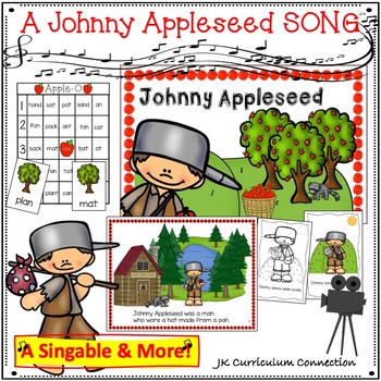Preview of Johnny Appleseed Song with Literacy & Math Activities & Printables