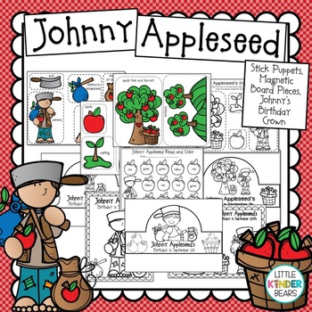 Preview of Johnny Appleseed | Stick Puppets | Magnetic Board Pieces | Headbands