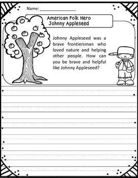 Preview of Johnny Appleseed Writing Prompt