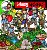 Johnny Appleseed clip art set- Color and B&W-48 items