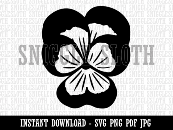 Johnny Jump Up Pansy Flower B&W Clipart Digital Download SVG PNG JPG ...