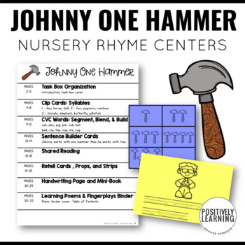 Preview of Johnny One Hammer Nursery Rhyme Literacy Tasks