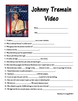 Preview of Johnny Tremain Video Questions