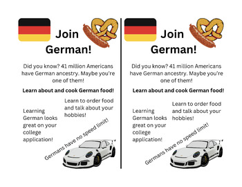 Preview of Join German! Promotional Flyer Recruit 8th-grade students to your German program
