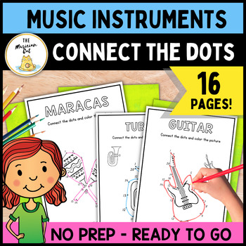 Preview of Join the Dots Musical Instruments Activity Worksheets! - Music Kindergarten Sub