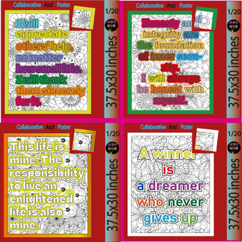 Preview of Be Kind Autism Awareness Day Quote Collaborative Coloring Poster Bulletin Board