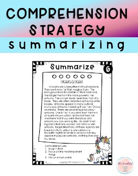 Preview of Reading Comprehension Strategy Summarizing