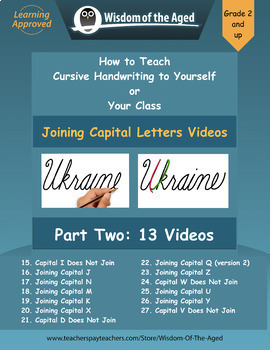Preview of Distance Learning Handwriting Videos - Joining Capitals to Words - Part Two