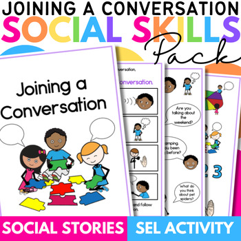 Preview of Joining a Conversation Social Skill Story Pack Speech Therapy with Activity