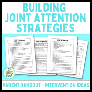 Preview of Joint Attention Strategies Parent Handout with Intervention Ideas