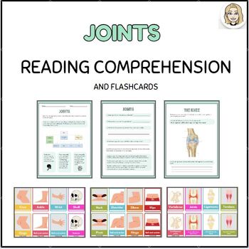 Preview of Joints Comprehension Worksheet and Flashcards