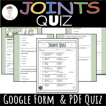 Preview of Joints Exam/Quiz (A&P)-PDF and Google Form