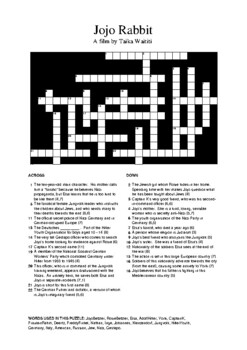 Jojo Rabbit Crossword Puzzle by M Walsh TPT