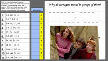 Preview of Joke Sheet - Evaluating Midpoint