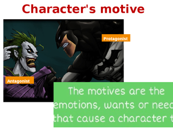 Preview of Joker and Harley Quinn! Exploring Character Motivation+Plot+Setting+Conflict!