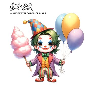 Preview of Joker watercolor ,clip art,illustration ,education ,student,teacher