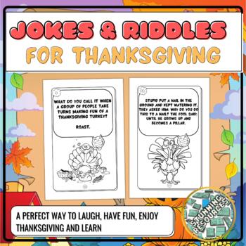 Preview of Jokes And Riddles For Thanksgiving Activity Pages, Kids Adults Activity Pages