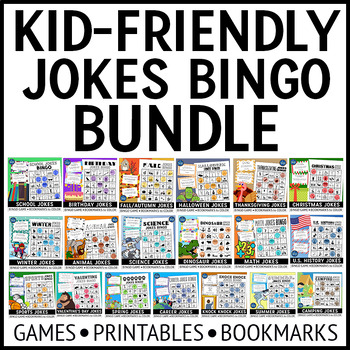 Preview of Jokes Bingo Games and Bookmarks to Color Bundle