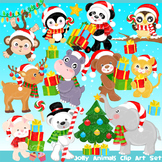 Jolly Christmas Animals Clipart Set