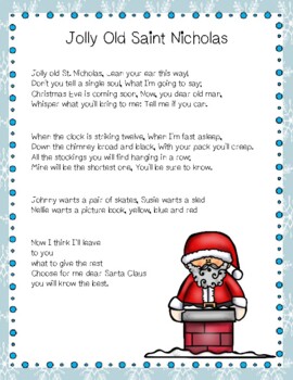 Jolly Old St Nicholas Christmas Reading Passage - Printable & Distance ...