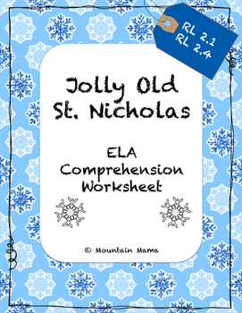 Preview of Jolly Old St. Nicholas Poem and Comprehension Worksheet for December Winter