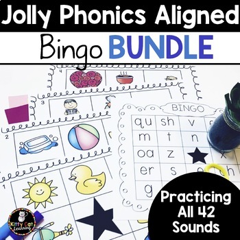 jolly phonics activities and games sound bingo bundle by kitty cat