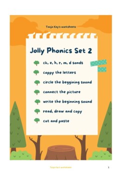 Jolly Phonics Set 2 (ck, e, h, r, m, d) Kindergarten and Grade 1 Worksheets