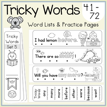 Preview of Jolly Phonics Tricky Words Word Lists 41-72 & Reading Practice Mini Books