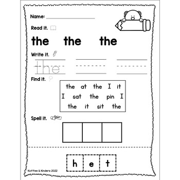 jolly phonics tricky words worksheets set 1 by koffee and kinders