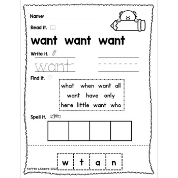 jolly phonics tricky words worksheets set 4 by koffee and kinders