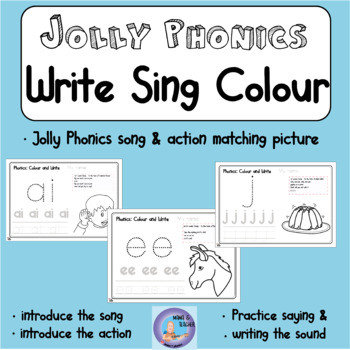 Jolly Phonics - Write and Colour each sound - Song & picture | All Sounds