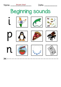 jolly phonics first group beginning sounds worksheet by