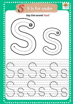 Preview of Jolly Phonics group 1 S A T P I N worksheets | Letter Tracing