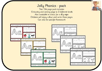 Preview of Jolly Phonics writing, reading and colouring