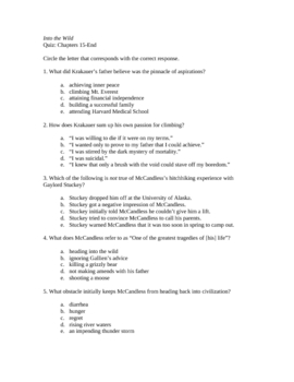 into the wild book questions and answers