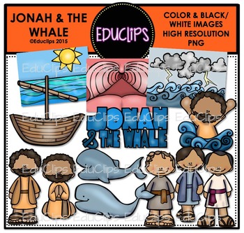 Preview of Jonah & The Whale Clip Art Bundle {Educlips Clipart}
