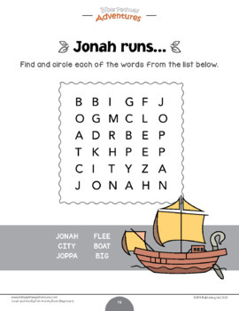 Jonah and the Big Fish Activity Book for Beginners -  Canada