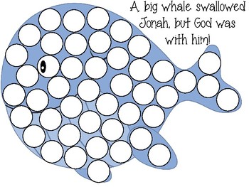 Preview of Jonah and the whale dot paint page- Joshua 1:9 Bible story activity