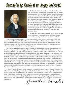 Preview of Jonathan Edwards - "Sinners in the Hands of an Angry God" Fun Project