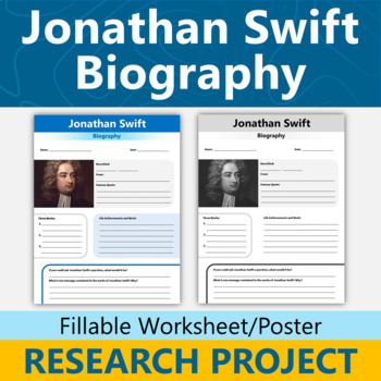 Preview of Jonathan Swift Biography Author Research Project