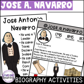 Preview of Jose Antonio Navarro Biography Activities, Flip Book, & Report - Texas History