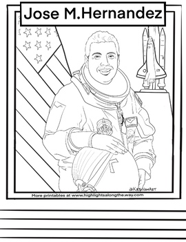 Preview of Jose Hernandez Astronaut Coloring Page