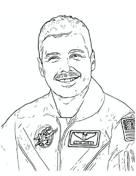 Preview of Jose M. Hernandez Coloring Page (Hispanic Heritage Month)