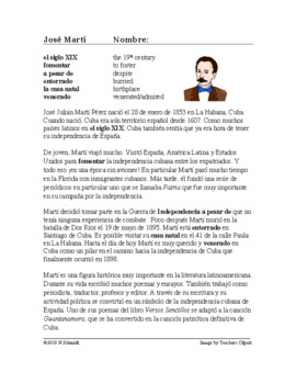 Preview of José Martí Biografía - Spanish Biography on Jose Marti and Cuban Independence