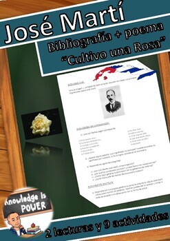 Preview of José Martí Spanish Biografía Poema "Cultivo una Rosa" Distance Learning
