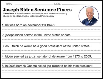 Preview of Joseph Biden Sentence Fixers
