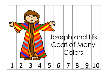 Joseph themed 1-10 Sequence Puzzle printable game. Preschool Bible Study Cu